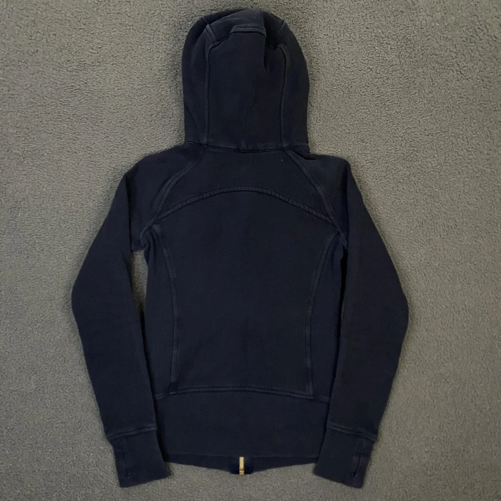 Lululemon Hoodie Womens 2 Blue Scuba Full Zip Fleece Slim Fit Logo Sweatshirt